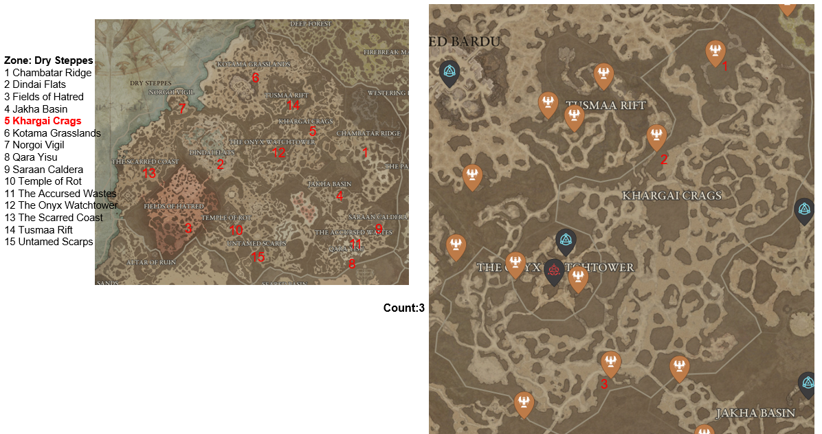 Diablo 4 Khargai Crags Altars of Lilith Location