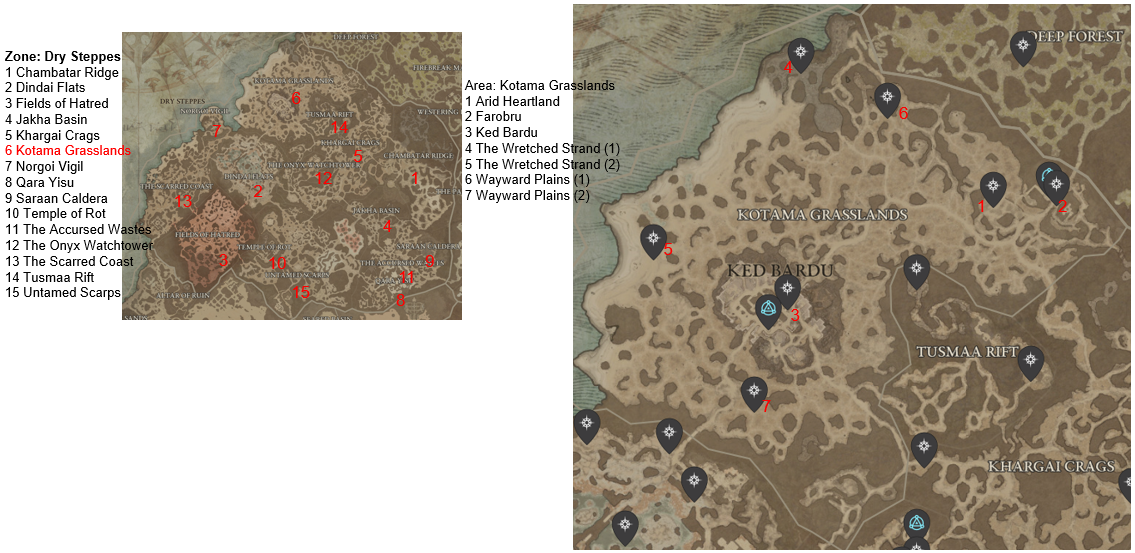 Diablo 4 Kotama Grasslands Areas Discovered