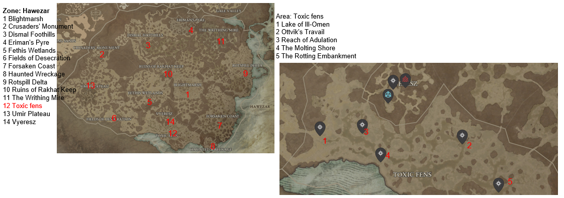 Diablo 4 Toxic fens Areas Discovered