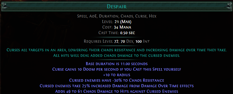 poe witchfire brew max curse