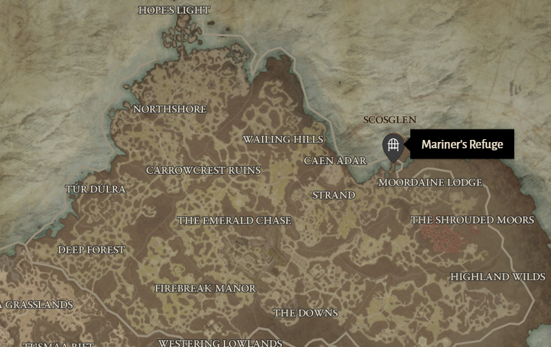 Mariner's Refuge Diablo 4 Location