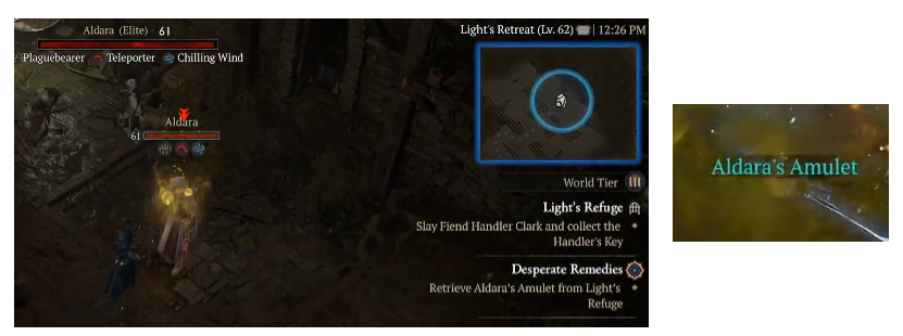 Retrieve Aldara's Amulet from Light's Refuge - Diablo 4